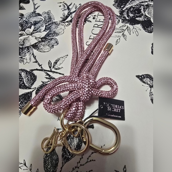 VICTORIA SECRET Knotted Shine Wristlet Strap Keychain. Royal Pink. - Picture 5 of 7